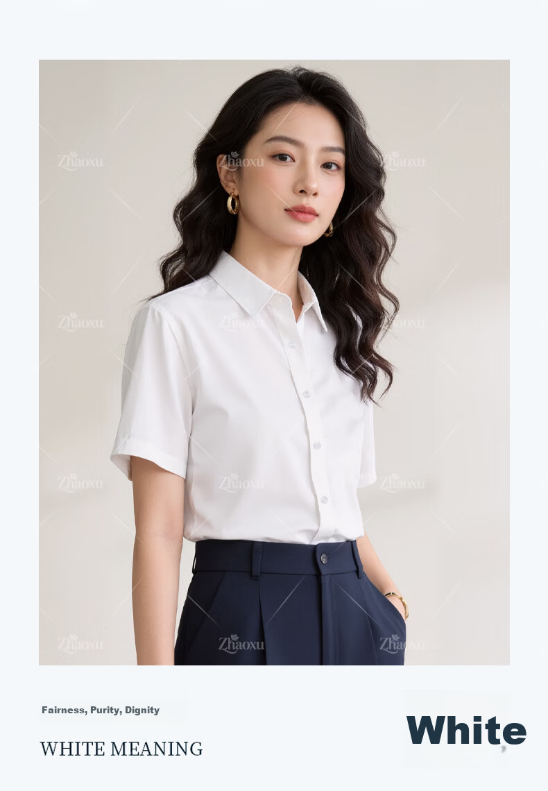Chaoxu White Shirt Women Summer Short Sleeve Innerwear Professional Formal White Blouse 2026 Bank Uniform Top 7