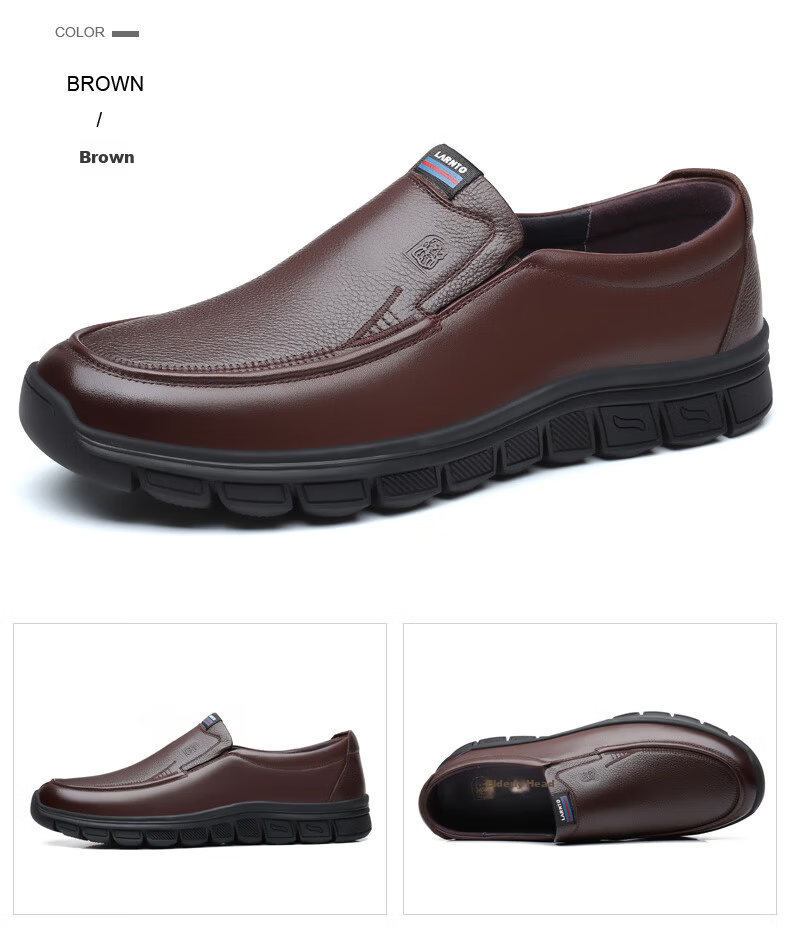 LAORENTOU Men's Autumn Business Formal Soft Leather Soft Sole Middle-aged Casual Dad Shoes A90223 Black Size 40 20