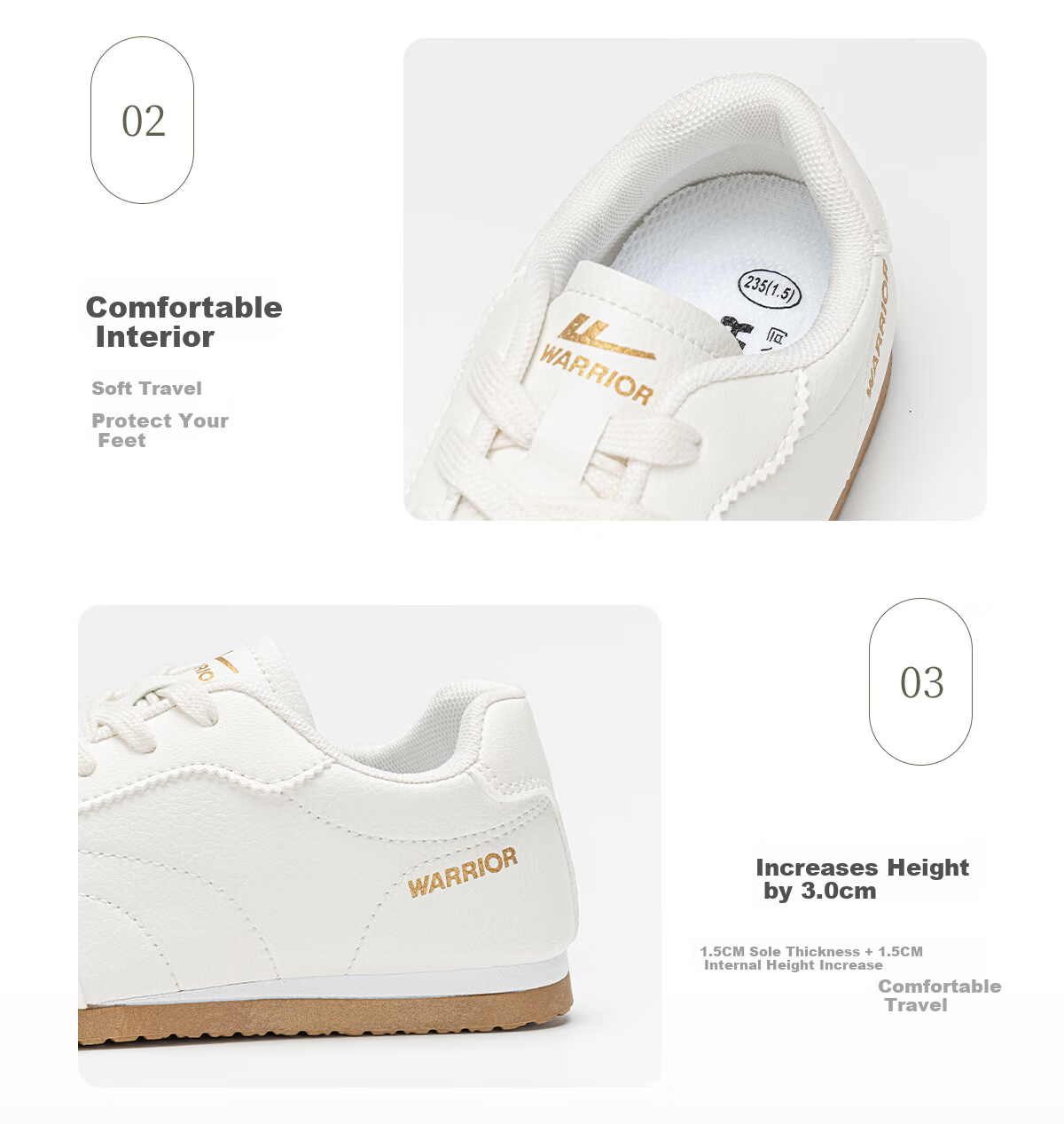 Warrior Women's Ballet Training Shoes New Autumn Soft Sole Versatile Casual White Sneakers Off-White Size 37 5