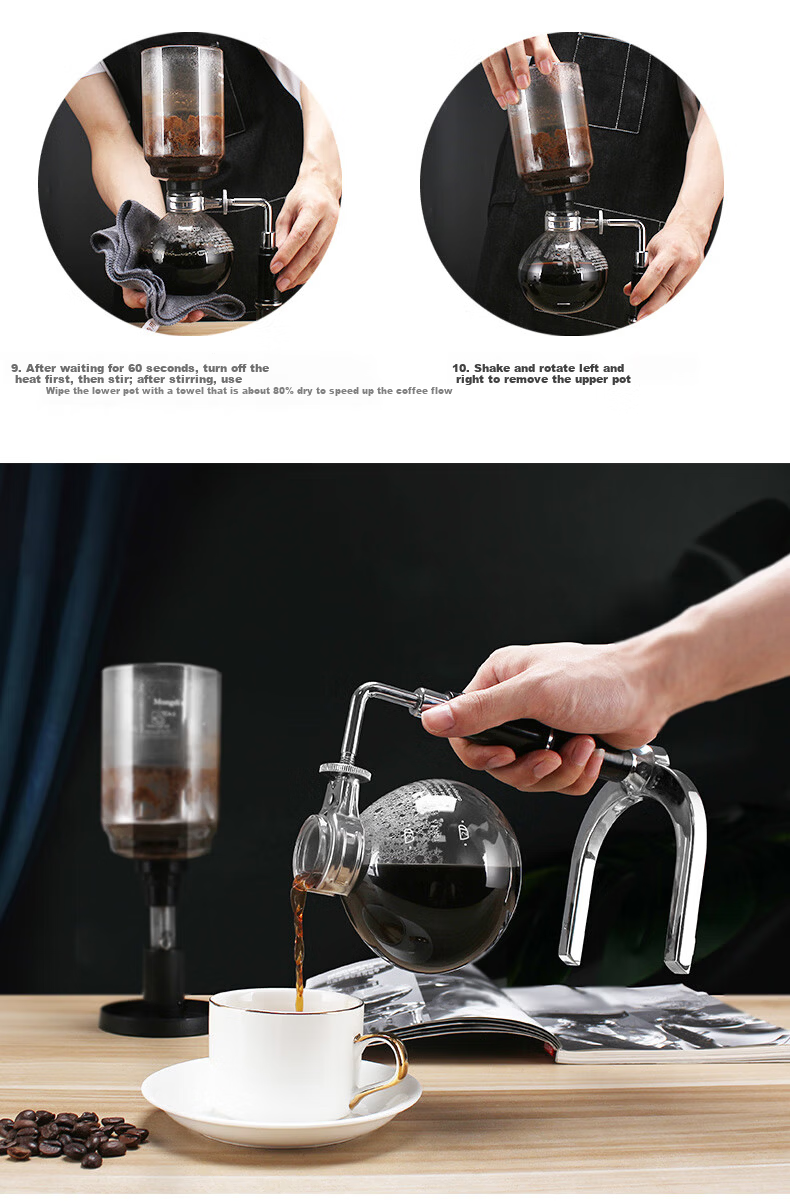 Mongdio Siphon Coffee Maker Home Siphon Coffee Pot Set Manual TCA-3 Cup Gift Box 29