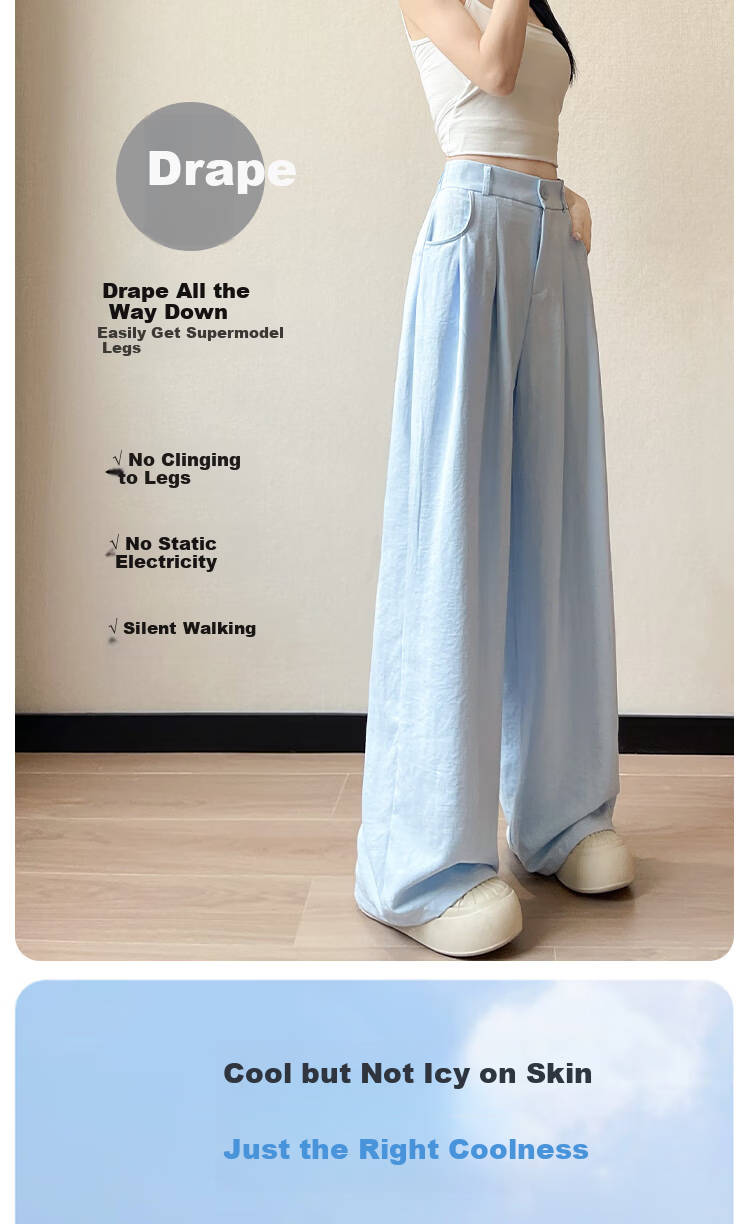 Borui Wide-Leg Milk Puff Yamamoto Pants Women 2026 Summer Thin High-Waist Straight Loose Casual White Suit Trousers 9