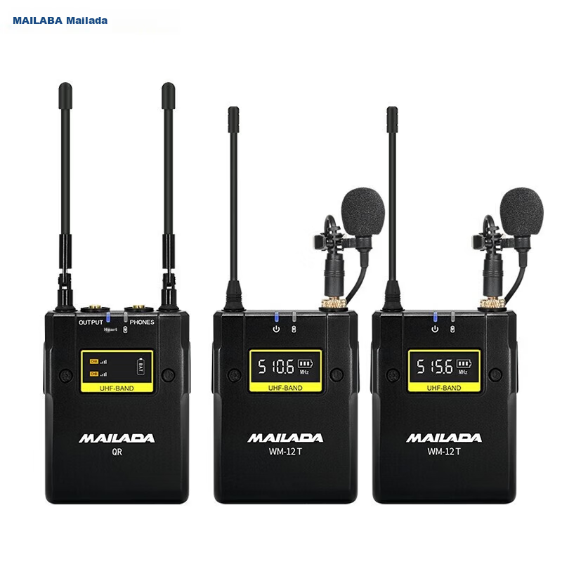 Mailada WM12S Wireless Lavalier Microphone UHF Wireless Mic Interview Lapel Mic Live Streaming Audio Equipment DSLR Camera Recording Microphone Mobile Phone Microphone
