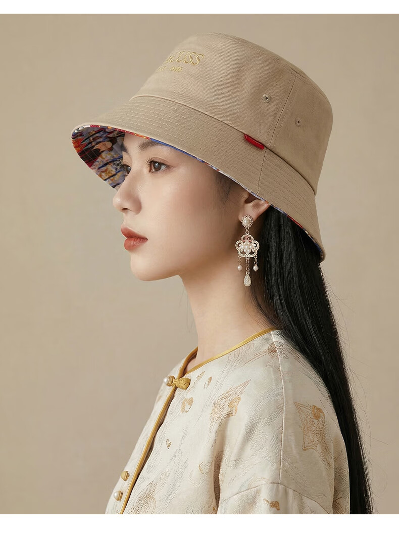 CACUSS Unisex Cotton Bucket Hat Four-Season Sun Protection Outdoor Wide Brim Fashion Fisherman Hat Autumn Black Medium 17