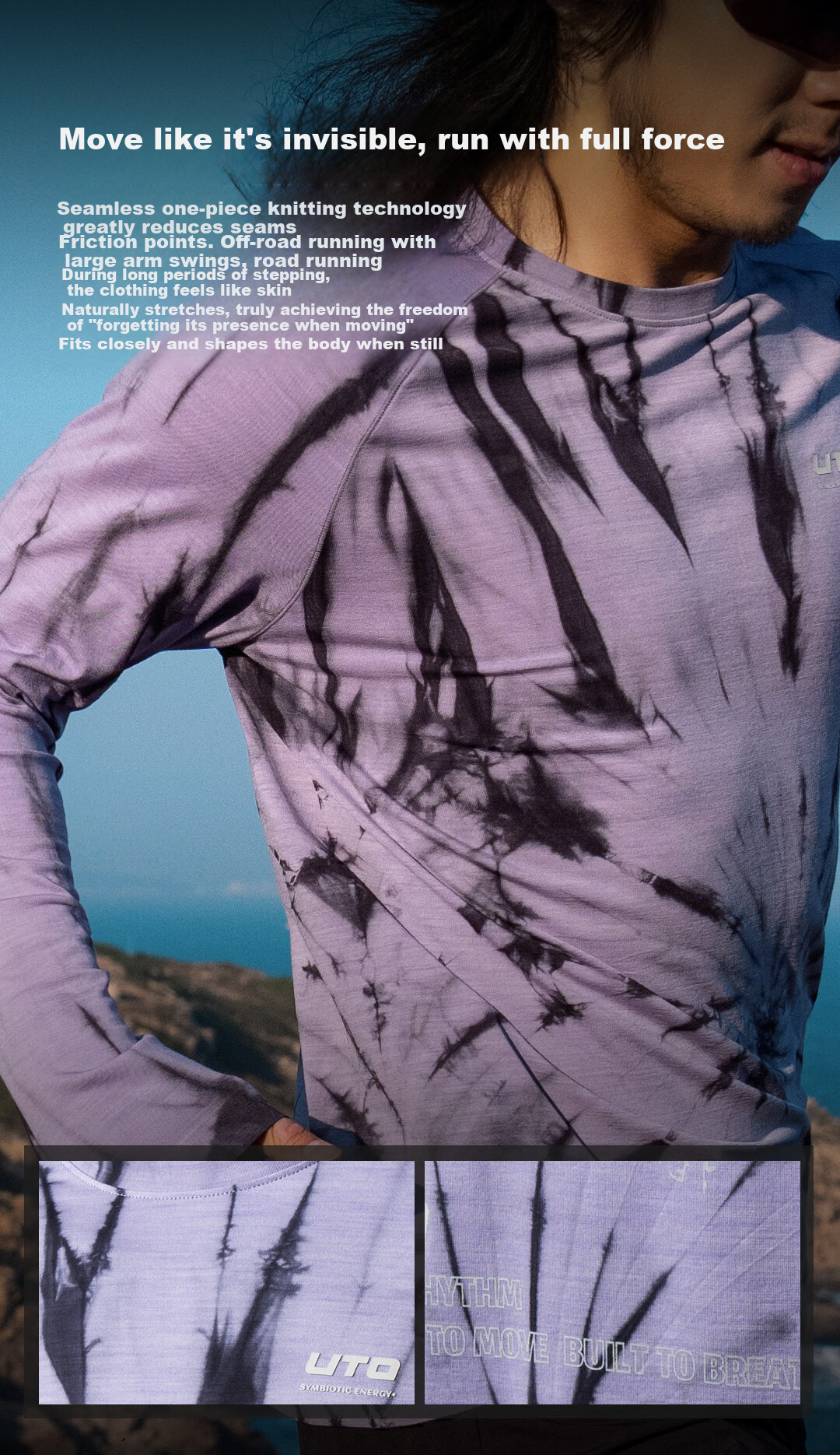 UTO Tie-Dye Merino Wool Quick-Dry Shirt for Hiking and Mountaineering Men’s Rock Purple L 6