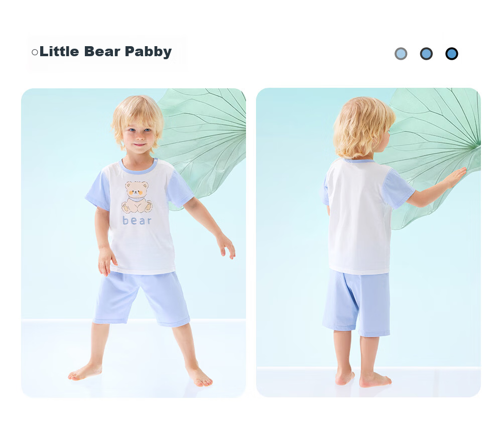 Betis Kids Pajamas Boys Short Sleeve Summer Cotton 2026 New Girls Ice Silk Baby Homewear Set 17