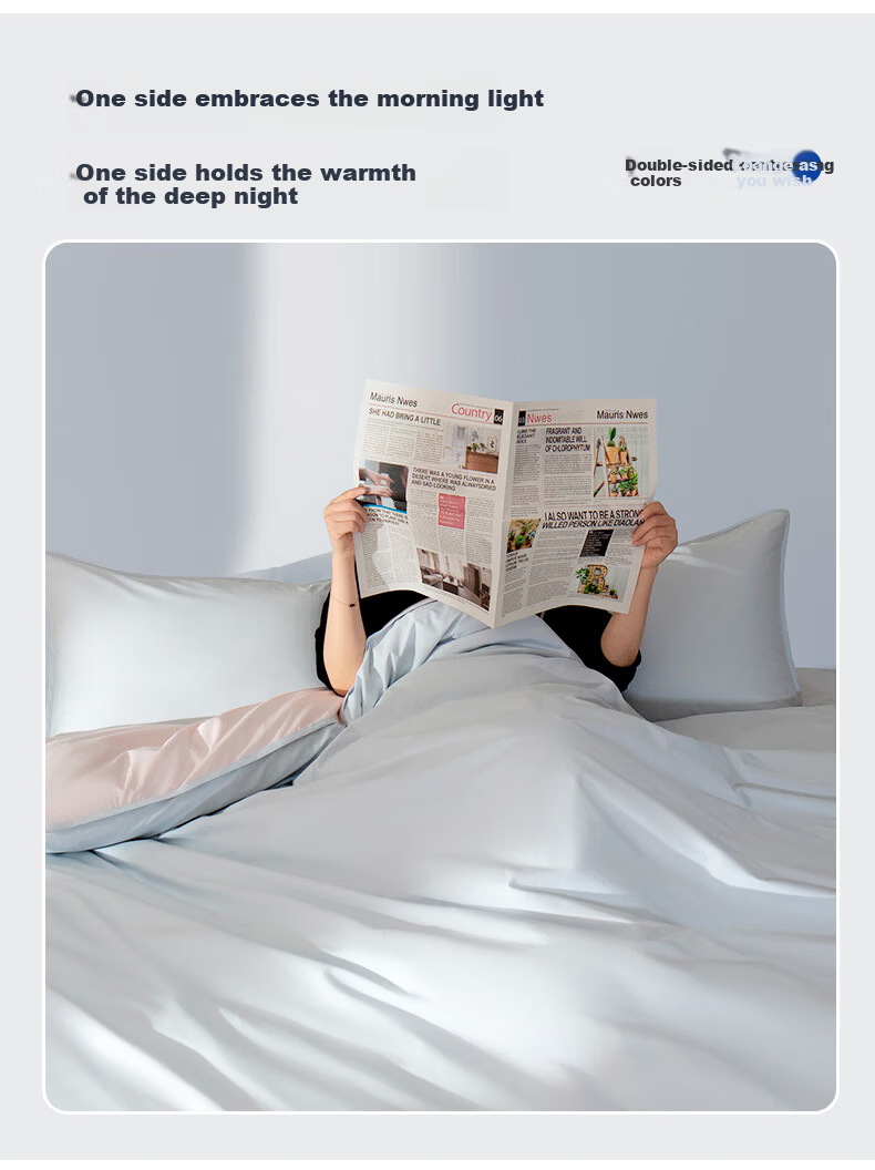 Anmino 100% Anti-Mite Four-Piece Set AB Side Pure Cotton Light Velvet Micro Brushed A-Class Bedding Dust Mite Resistant Allergy Friendly 1.5m Fitted Sheet Set 8