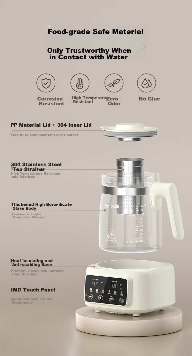 Ankale Full Glass 0 Glue 0 Coating 0 Seam Electric Ceramic Health Pot Stewing Integrated Multifunction Fully Automatic Constant Temperature Pure Glass Baby Milk Warmer 24-Hour Insulation AJL-DT02 18