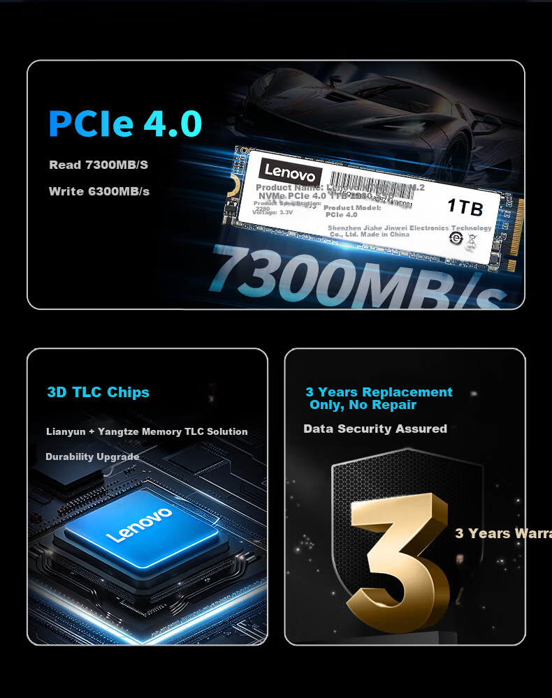 Lenovo 1TB SSD Solid State Drive M.2 NVMe PCIe 4.0 Compatible with Legion Series KTN8Pro Series 2