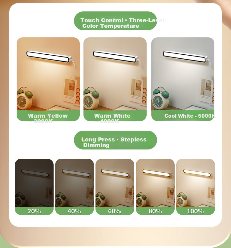 DUPAI Eye Protection Desk Lamp Study Bedroom Bedside Magnetic Student Dormitory Rechargeable Cool LED Night Light 4