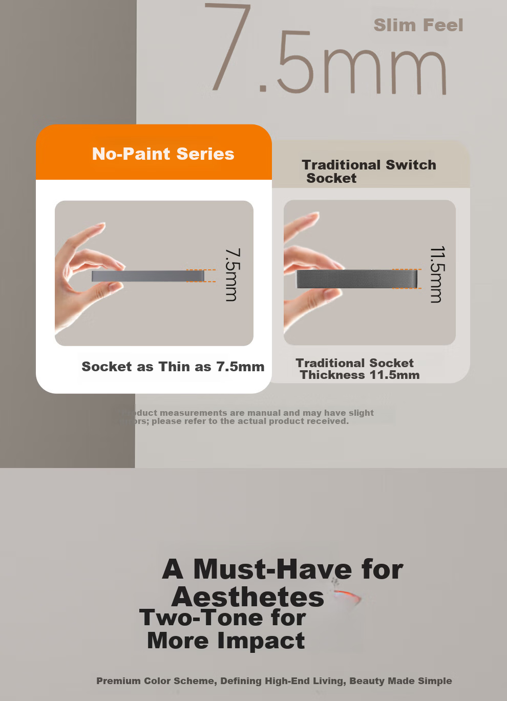 NVC Lighting Switch Socket Matte Large Panel 16A Three-Prong Wall Socket Panel N25 Berlin Gray 4