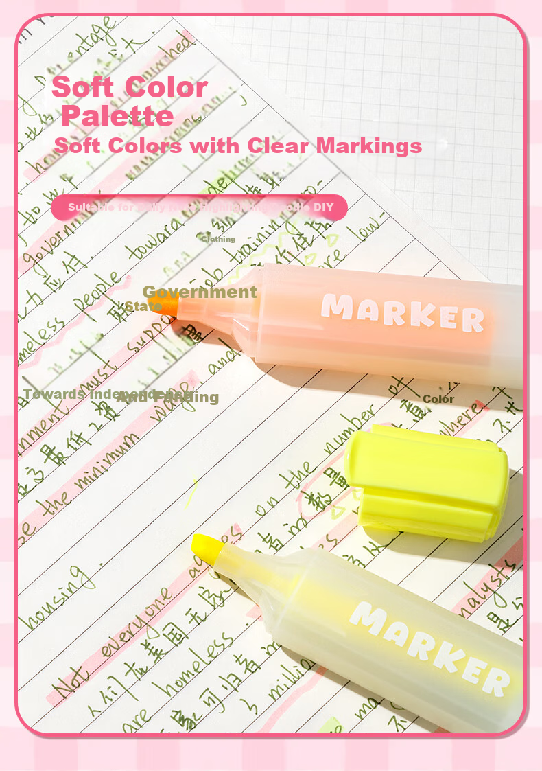 TRUECOLOR Fluorescent Highlighter Pen Student Marker Colorful Highlighting Pen Sakura Pink Single Piece 4