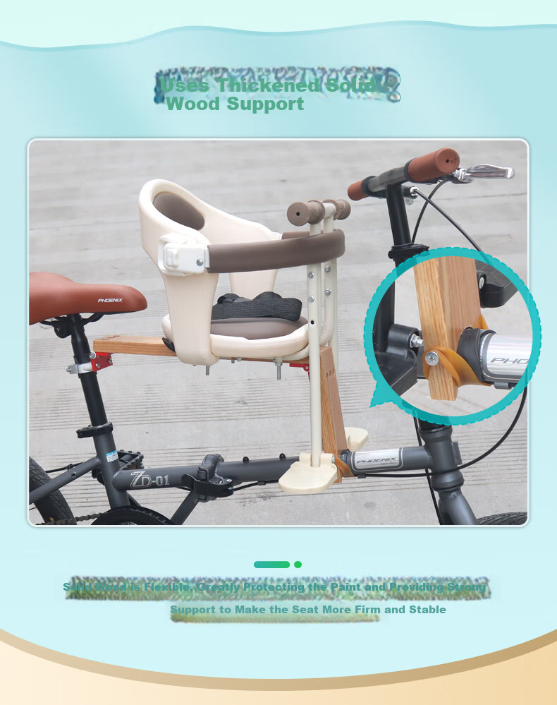 Osagie E32 Off-White Folding Bicycle Front-Mounted Child Seat Quick-Release Baby Safety Seat Front Child Chair 3