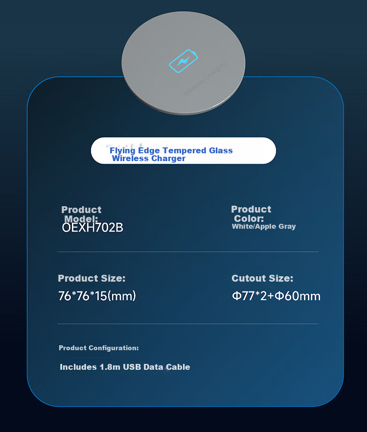 Comfort Office Desktop Embedded Wireless Charger Built-in Hidden Magnetic Wireless Charging Compatible with Apple Huawei Phones 15W Fast Wireless Charging 14