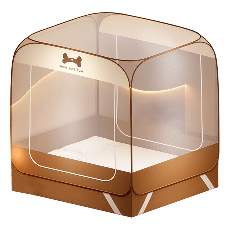 Gaorui Mongolian Yurt Mosquito Net Anti-Fall Baby 1.8x2m Home Integrated No-Installation Foldable Children's Maternity Class A Coffee Color