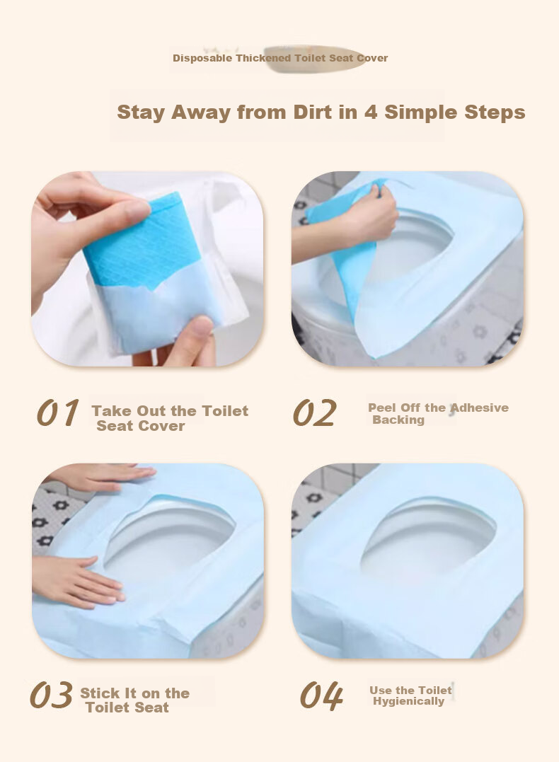 Baicaoyuan Disposable Toilet Seat Covers 7A Antibacterial Full Coverage Waterproof Travel Toilet Seat Covers Thickened Individually Packaged 30 Pieces 12