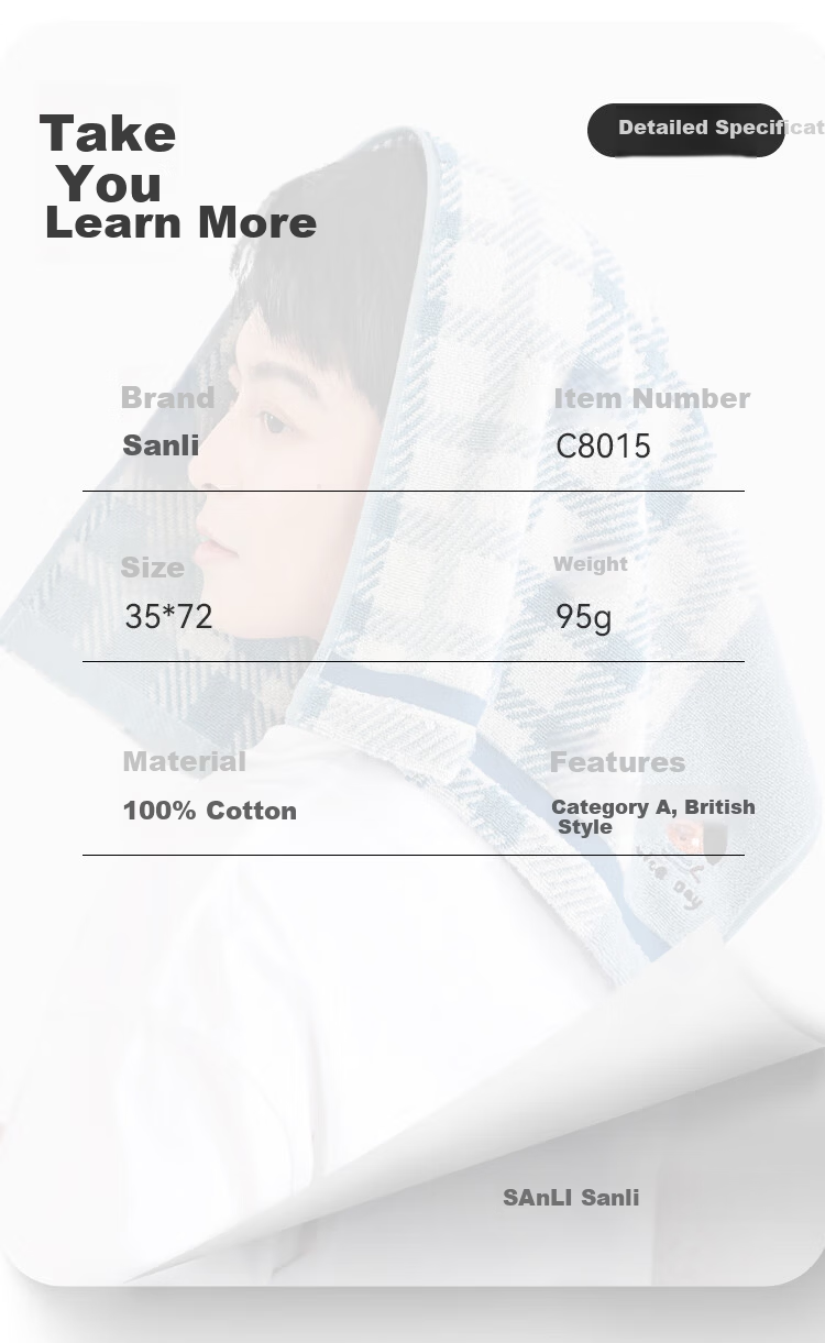 Sanli Pure Cotton Class A Towel Home Face Wash Cartoon Embroidery Bath Towel Soft Absorbent Blue Sports 14