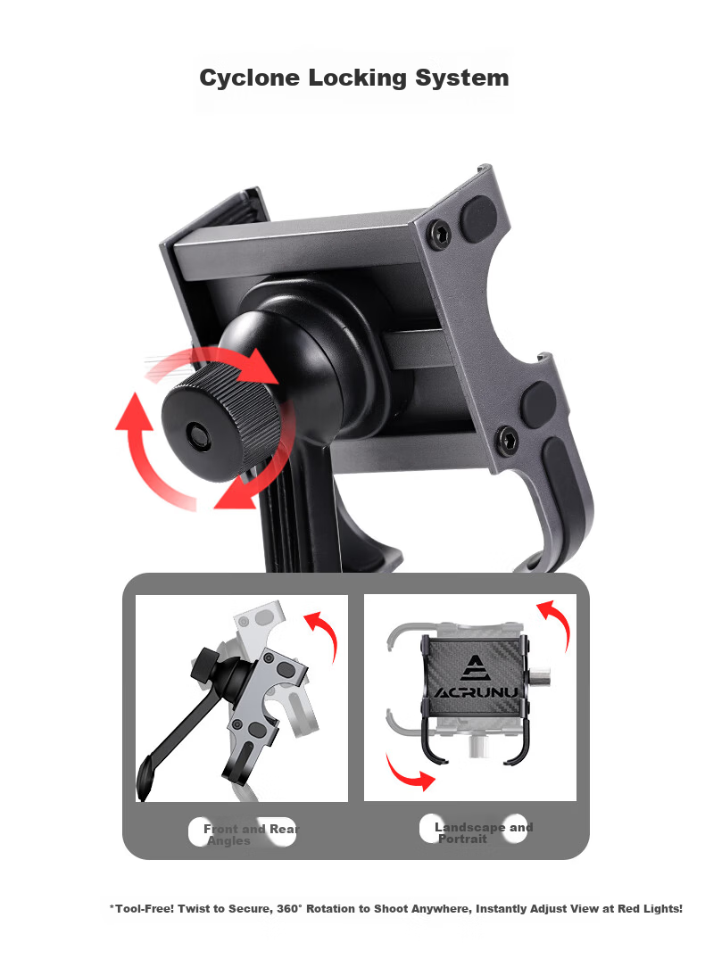 ACRUNU Carbon Fiber Bicycle Phone Holder Aluminum Alloy Handlebar Road Mountain Bike Navigation Stem Mount 3
