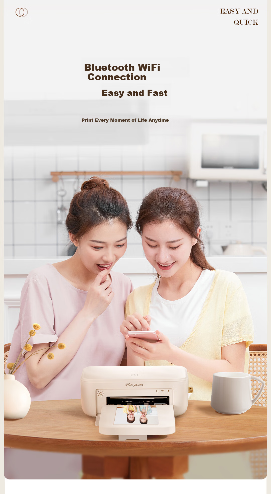 HPRT CP4100 Photo Printer Portable Mini Wireless WiFi Bluetooth Color Instant Photo Printer Home Use High Definition 5