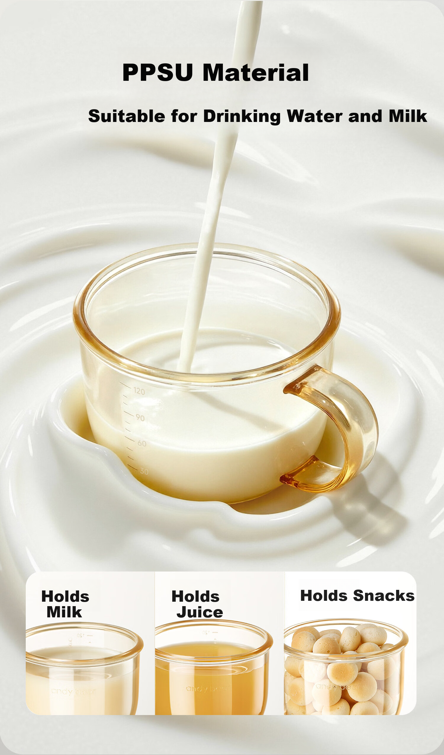 AIBEDILA Baby Open Mouth Cup PPSU Children's Water Cup Infant Sucking Milk Cup Training Drinking Small Cup Little Rabbit 2