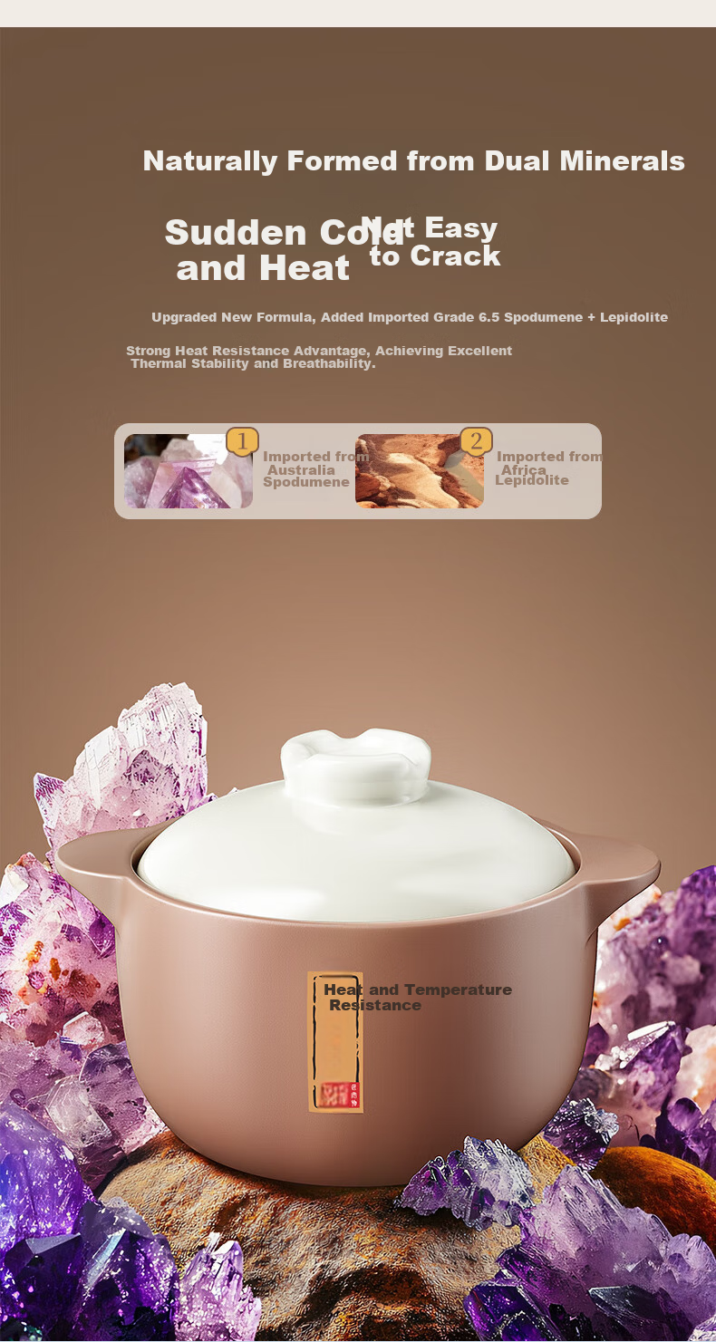 Royalstar Ceramic Casserole Pot 4.5L High-Temperature Resistant Soup Stew Pot Wide Mouth Gas Stove Compatible 7