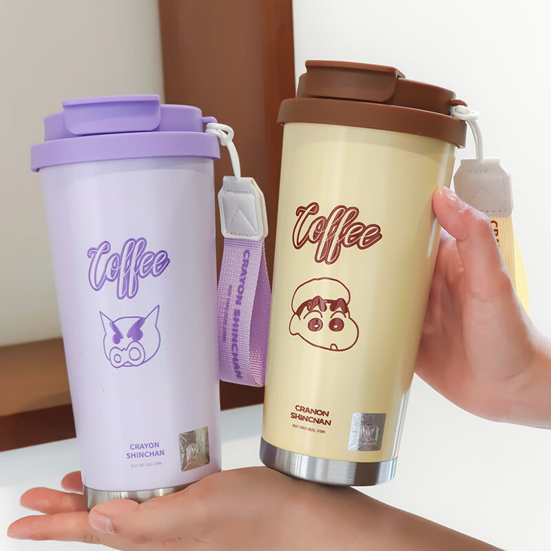 Crayon Shin-chan Stainless Steel Insulated Coffee Straw Cup Portable Large Capacity High-Value Water Bottle for Women
