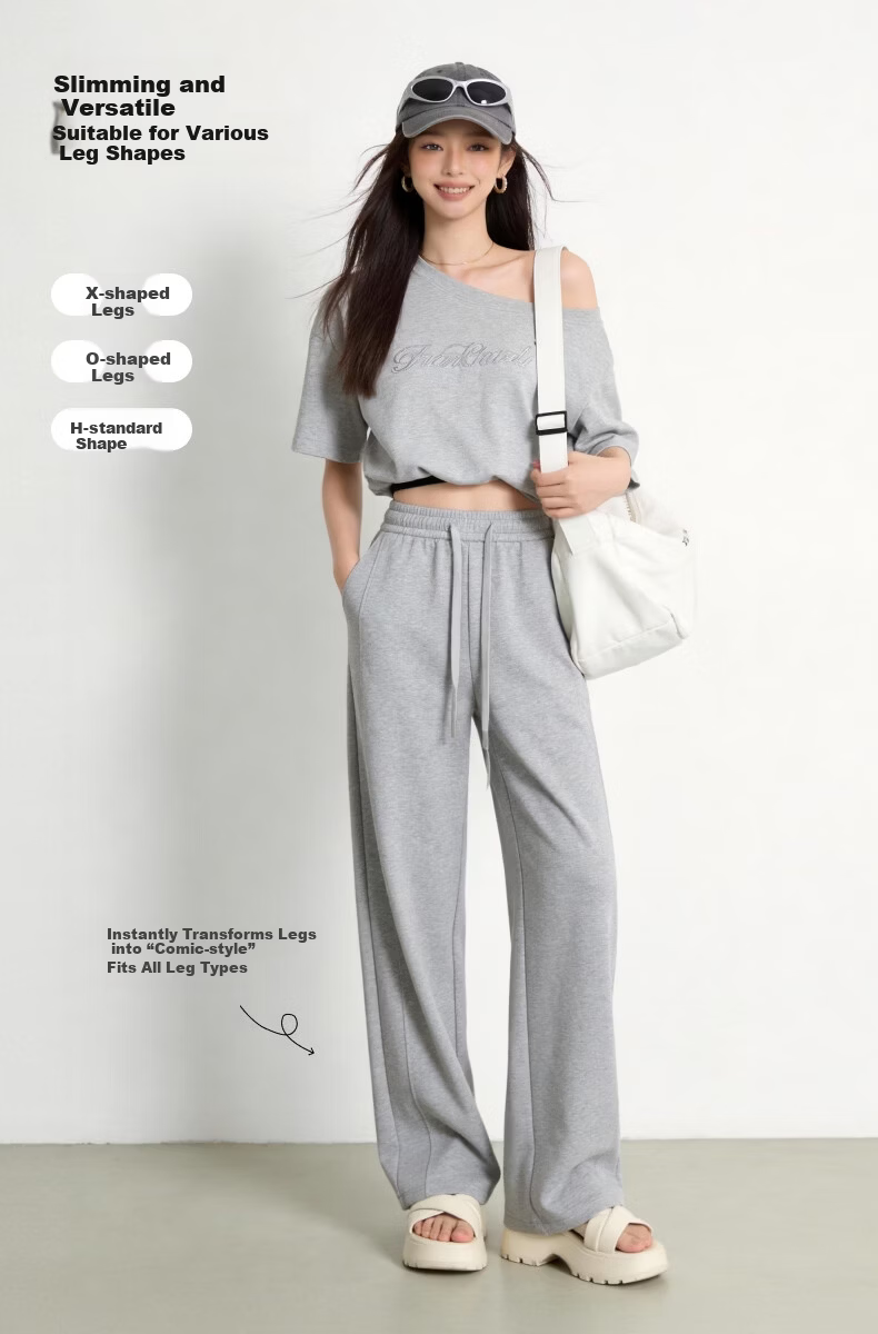 Xiangyi Lover 3D Curved Blade 26 Spring New Narrow Version Banana Wide-Leg Pants Straight-Leg Women's Sweatpants Casual Sports Pants 8