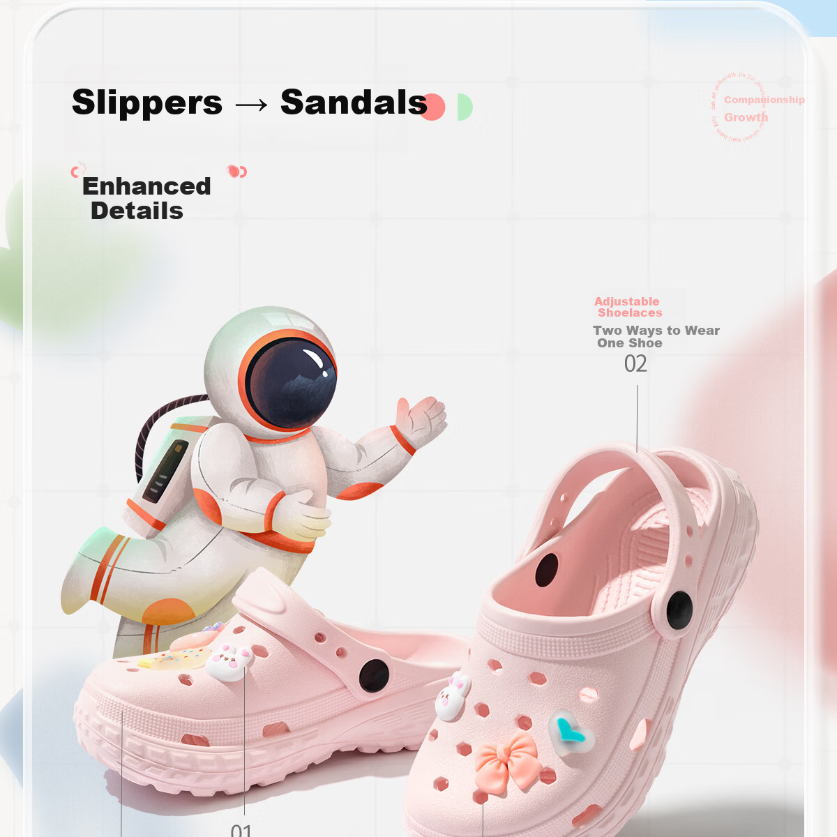 Runrou [No Carcinogenic Phthalates] Children's Slippers for Girls Ages 6-12 Summer Non-Slip EVA Odor-Resistant Hole Shoes for Girls 2