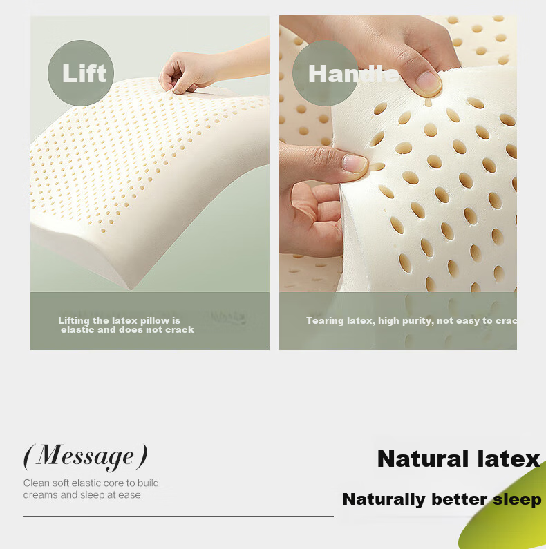 FUANNA Thai Imported Natural Latex Pillow, Antibacterial Fabric Wavy Breathable Adult Cervical Pillow Core Gift 60*40cm 6
