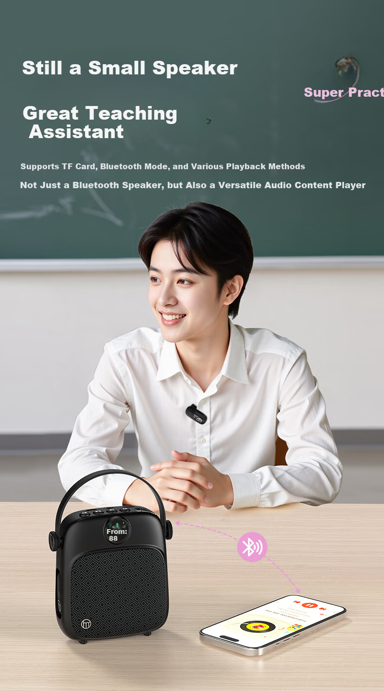 Good Shepherd A7 Little Bee Amplifier Teacher Teaching Anti-Howling Wireless Lavalier Microphone Tour Guide Outdoor Portable Bluetooth Speaker Loud Volume Amplifier 18