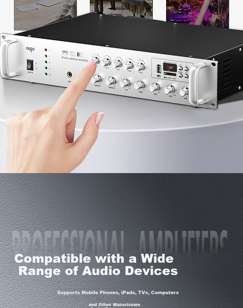 Patriot G08 Amplifier 300W Bluetooth Five-Zone Constant Voltage Professional High-Power Engineering Broadcast Commercial Home Background Music Amplifier Campus Broadcast Amplifier Host 9