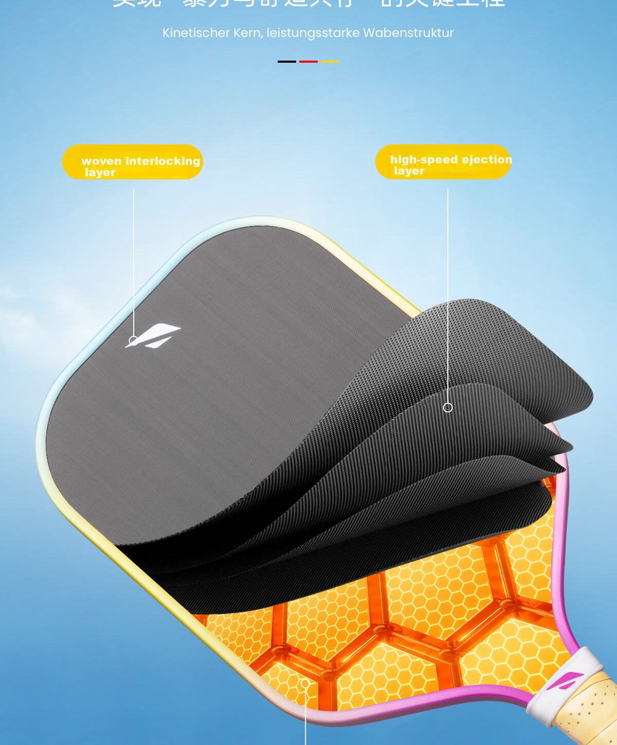 HiJump (Germany) Pickleball Paddle Tournament-Grade Long Handle Textured Matte Carbon Fiber T700 USAPA Certified 16