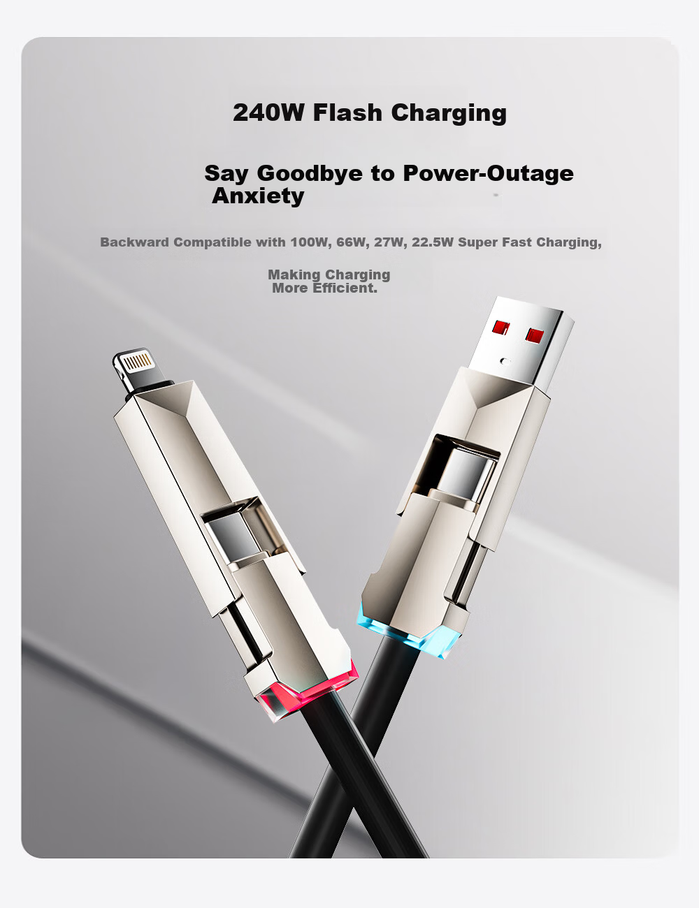 Beimo, Suitable for Tesla Car-Specific Charging Cable, Type-C Four-In Spring Retractable Data Cable, 240W Power Fast Charging, IPhone18/17promax, Huawei/Xiaomi 3
