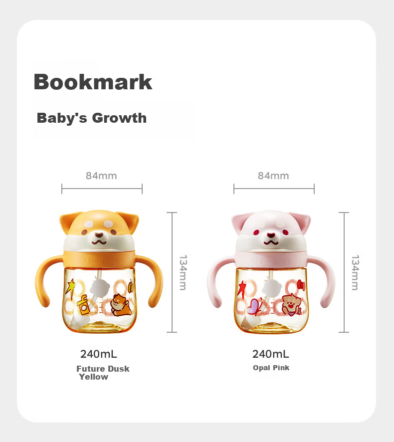 Babycare Shiba Inu Children's Water Cup Baby Training Cup Baby Straw Cup Anti-Choking Summer Water Bottle PPSU - Seagull Valve 21
