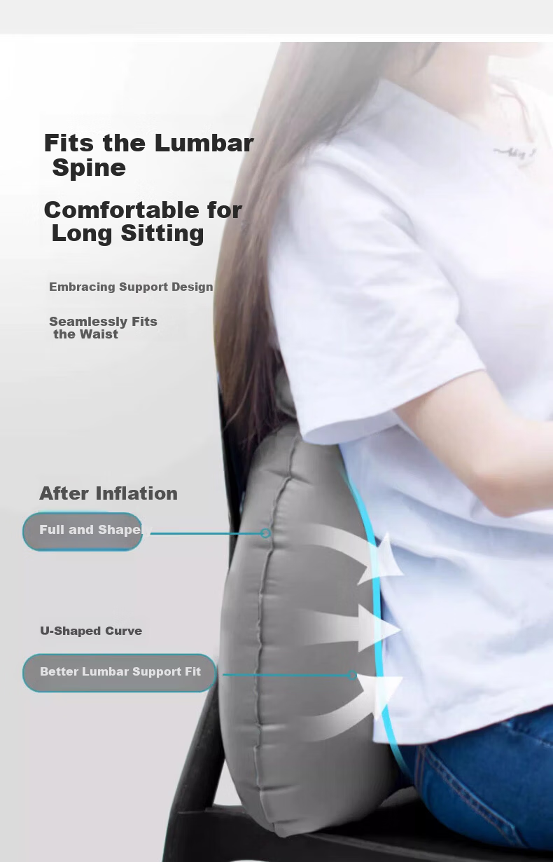 Etravel Inflatable Travel Neck Pillow Lumbar Cushion Portable Seat Cushion Waist Support Outdoor Airplane Pillow Peacock Blue 2
