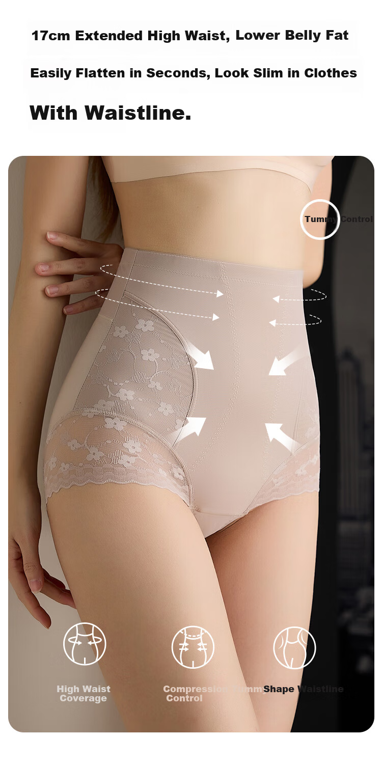 Moonbadi Women's High-Waist Shaping Underwear Tummy Control Seamless Slimming Hip-Lifting Briefs 3