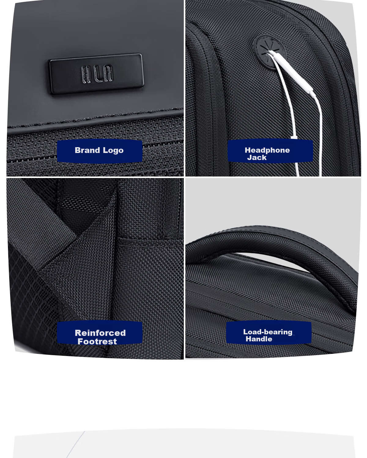 HLA Large Capacity Men's Backpack Business Commuter Travel Laptop Bag Black 21L 16