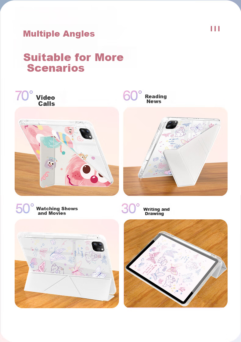 Kelimann iPad Air 8/7/6 Tablet Case 11-inch Protective Cover 2026/25/24 Shockproof Cooling Acrylic Pen Slot Rotatable Unisex - Starry Cat 5