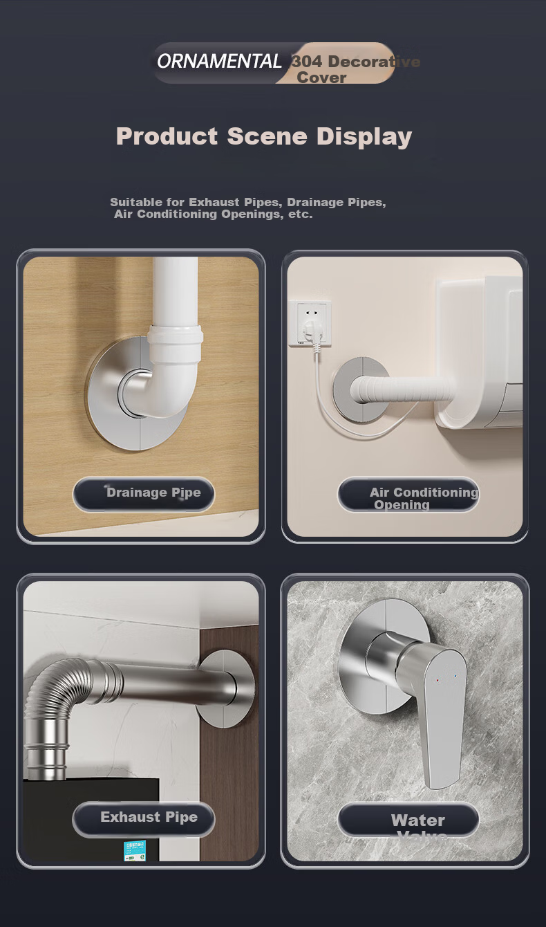Behind the Scenes Hero Gas Water Heater Exhaust Pipe Decorative Cover Plate Concealment Shield 304 Stainless Steel Air Conditioner Wall Hole Exhaust Pipe Enlarged Thickened Universal No-Disassembly In 7