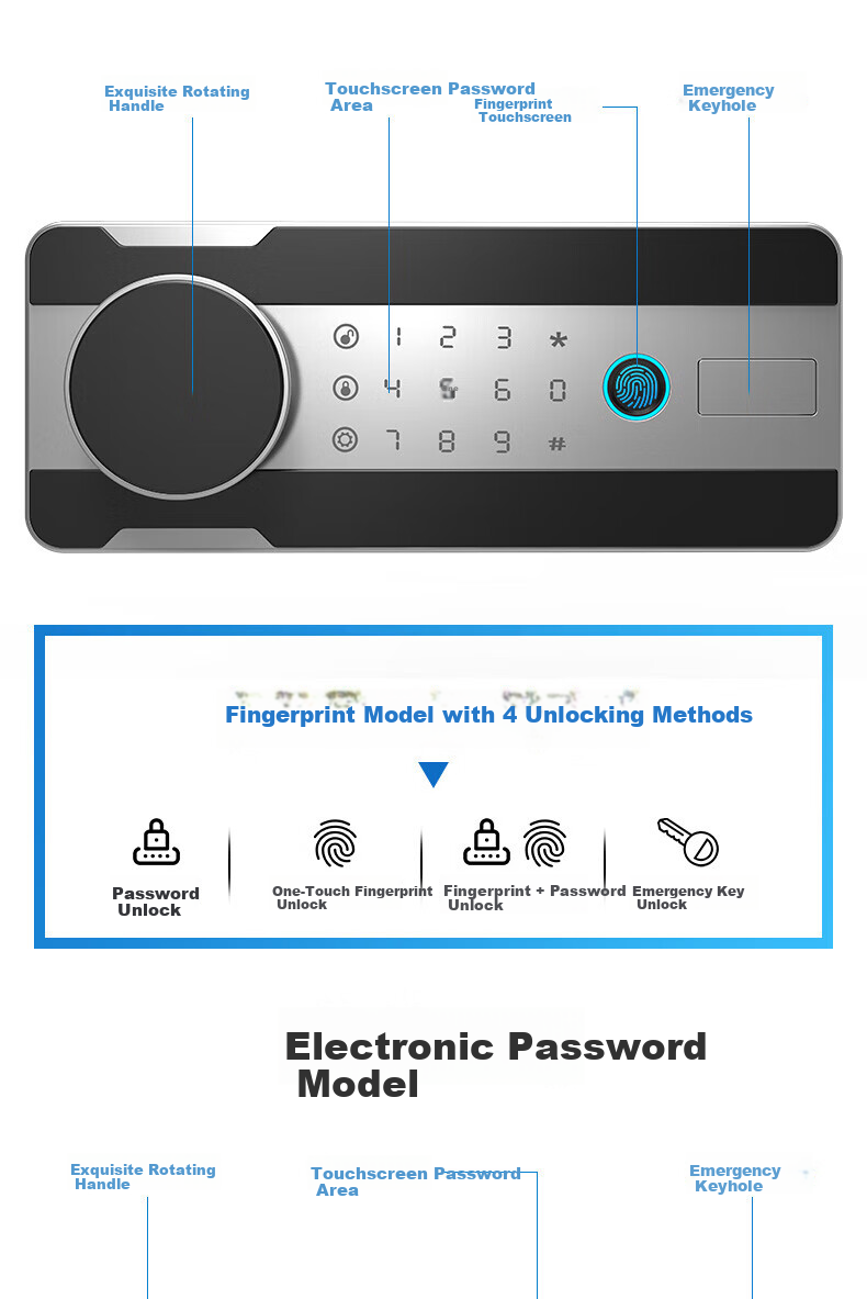 ONNAIS Home Safe Small 25cm Office Password WIFI All-Steel Anti-Theft Fingerprint Wall-Embedded Alarm Smart Mobile Storage Box New A6-25 Black Fingerprint WIFI 4