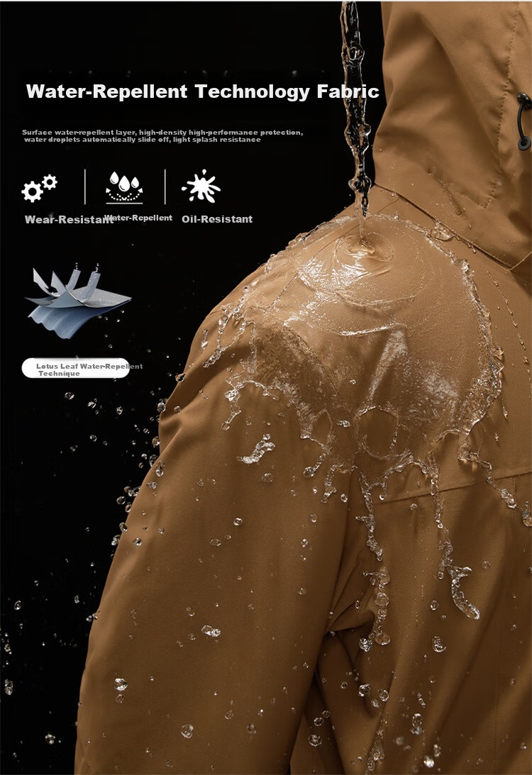 DANCING WOLVES [3-In] Detachable Inner Lining Outdoor Hiking Fleece Inner Lining Men's Windbreaker, 210 Olive Green, Size 170 3