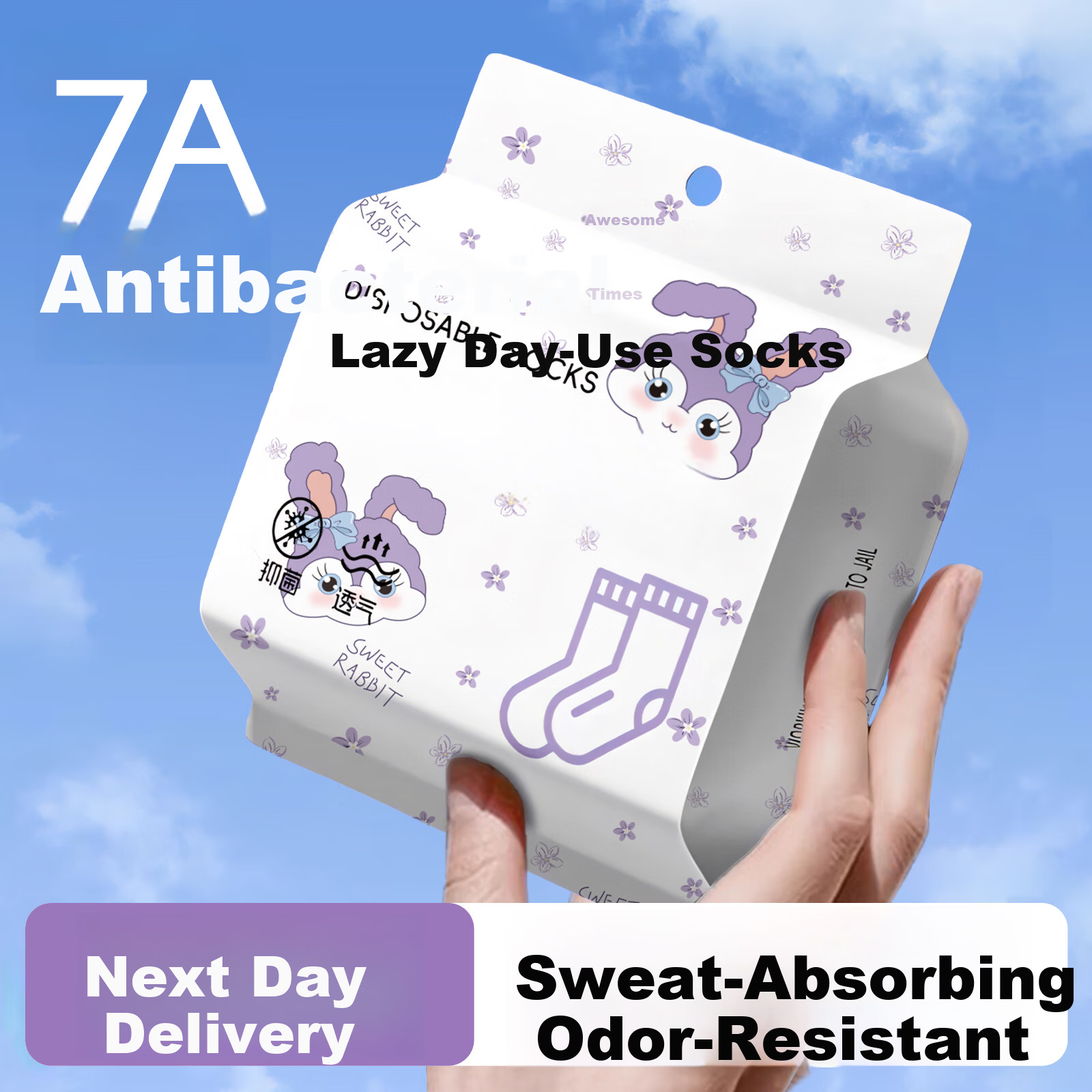 Turou Disposable Socks Unisex Sweat-Absorbing Odor-Resistant Thickened Portable Travel White Mid-Calf 10 Pairs