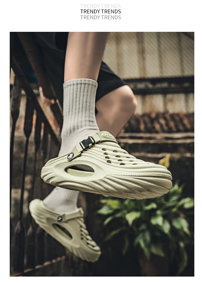 TonLion Men's Summer 2026 Hole Shoes Casual Beach Outdoor Dual-Use Sandals Fashion Black White Size 37/38 7