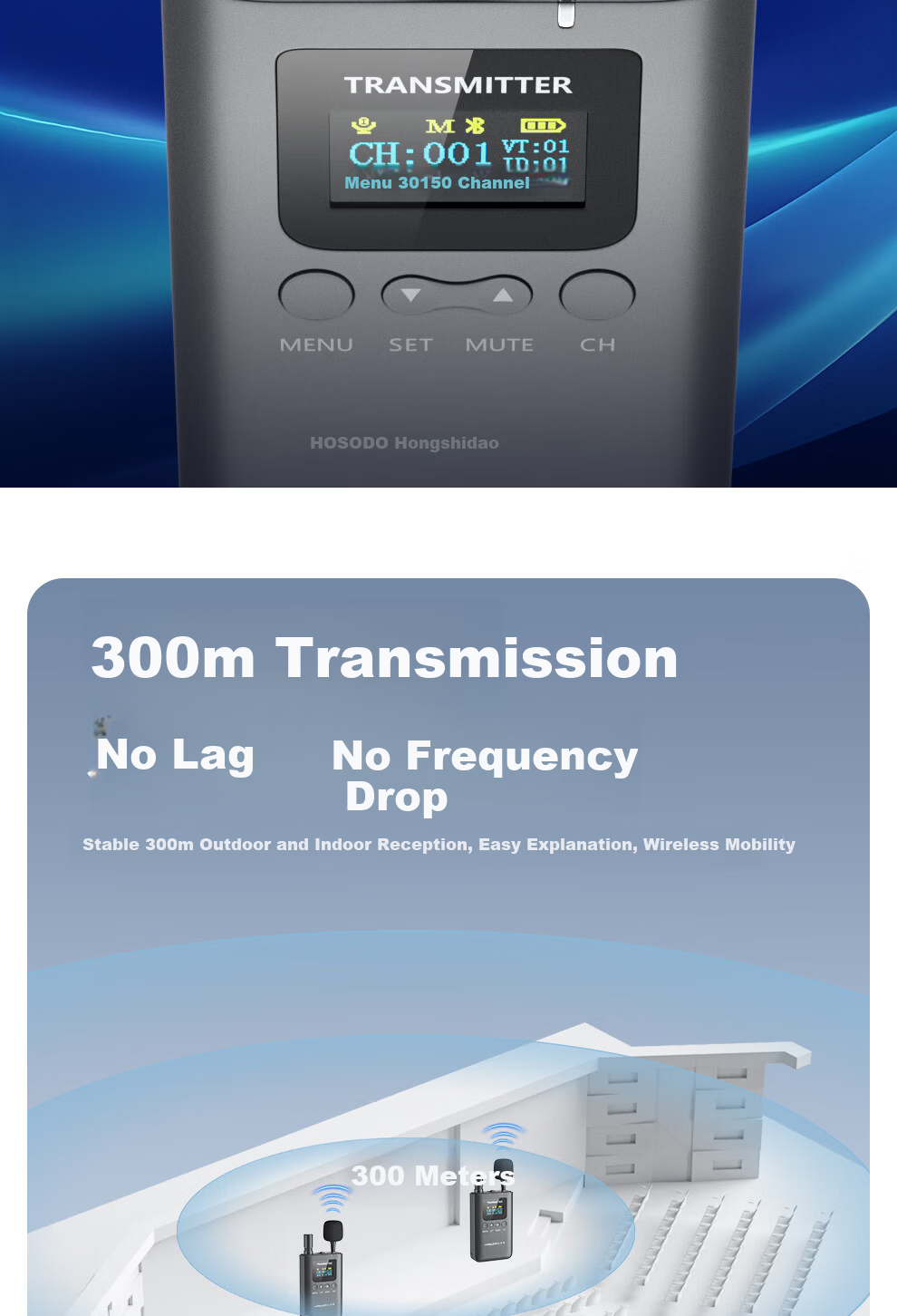 Hongshidao Wireless Tour Guide System One-to-Many 1 Transmitter 10 Receivers Non-In-Ear for Scenic Spots Museums Tour Guide Enterprise Video Conference Reception Teaching 85T*1+85R*10 6