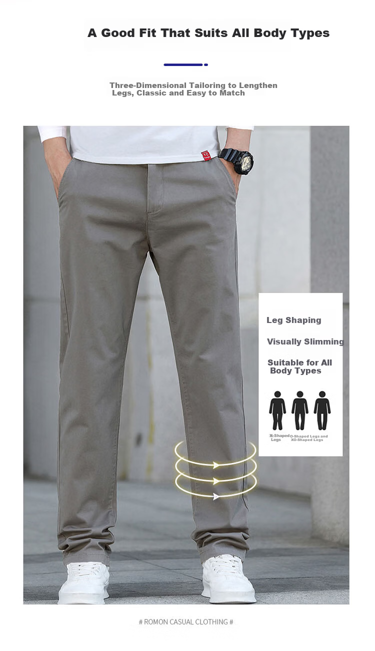 ROMON Men's Casual Pants Spring Summer Loose Straight Business Versatile Trousers Dark Gray 30 2