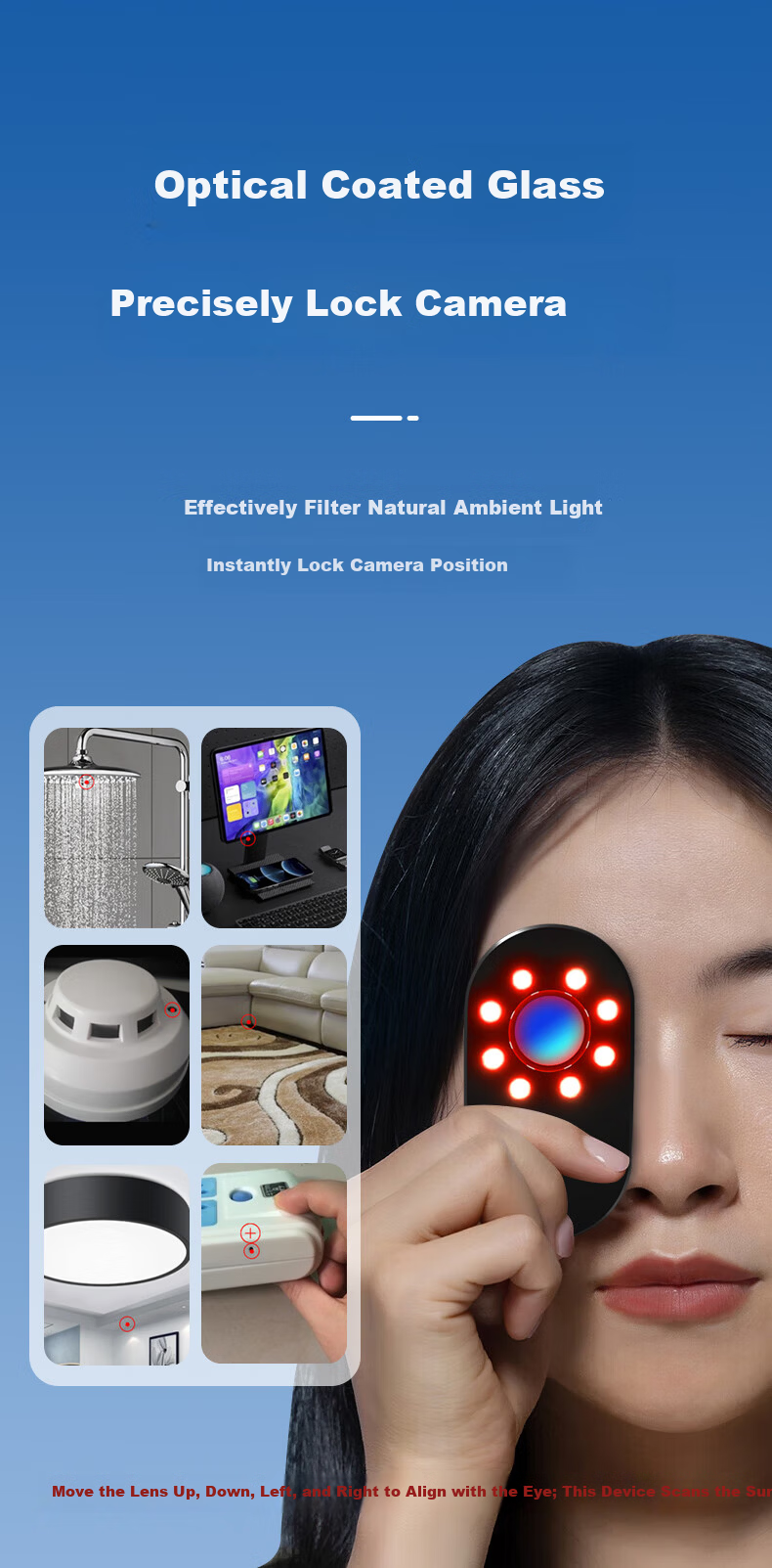 Masentek S001 Camera Detector Hotel Anti-Peeping Infrared Detection Device Anti-Surveillance Signal Scanner Intelligent 9