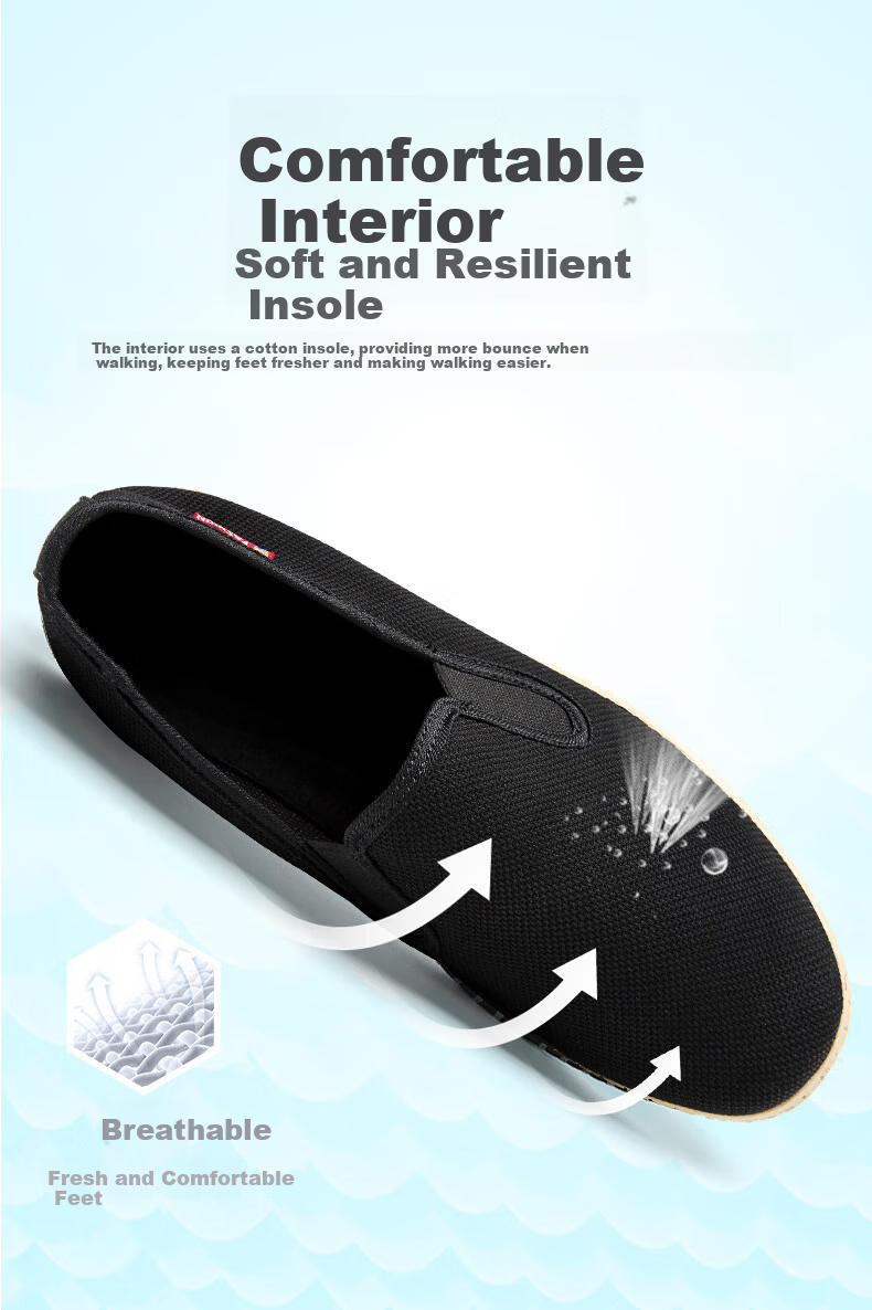 BUS HEYUAN Traditional Beijing Cloth Shoes for Men, Breathable Comfortable Middle-Aged And Elderly Dad Shoes 81X-9601 Black Size 40 7