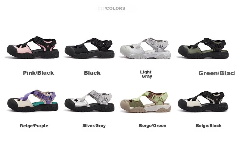 CAMEL Women's Outdoor Sandals Cute Cool Version Colorblock Thick Sole Sandals L25M076016 Silver/Grey Size 36 15