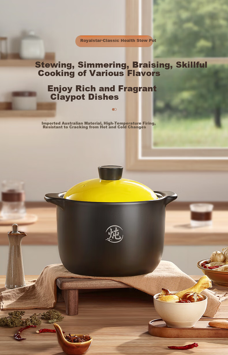 Royalstar Ceramic Clay Pot 3.3L Slow Cooker for Soup, Porridge, Stew, and Herbal Medicine Cooking 2
