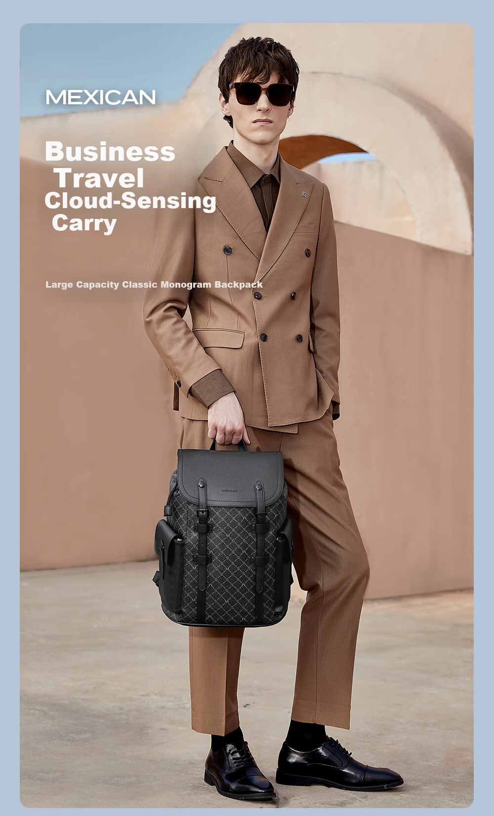 MEXICAN Men's Large Capacity Backpack Casual Travel Laptop Bag Business Lightweight Luxury High-End Stylish Tourism Backpack 1