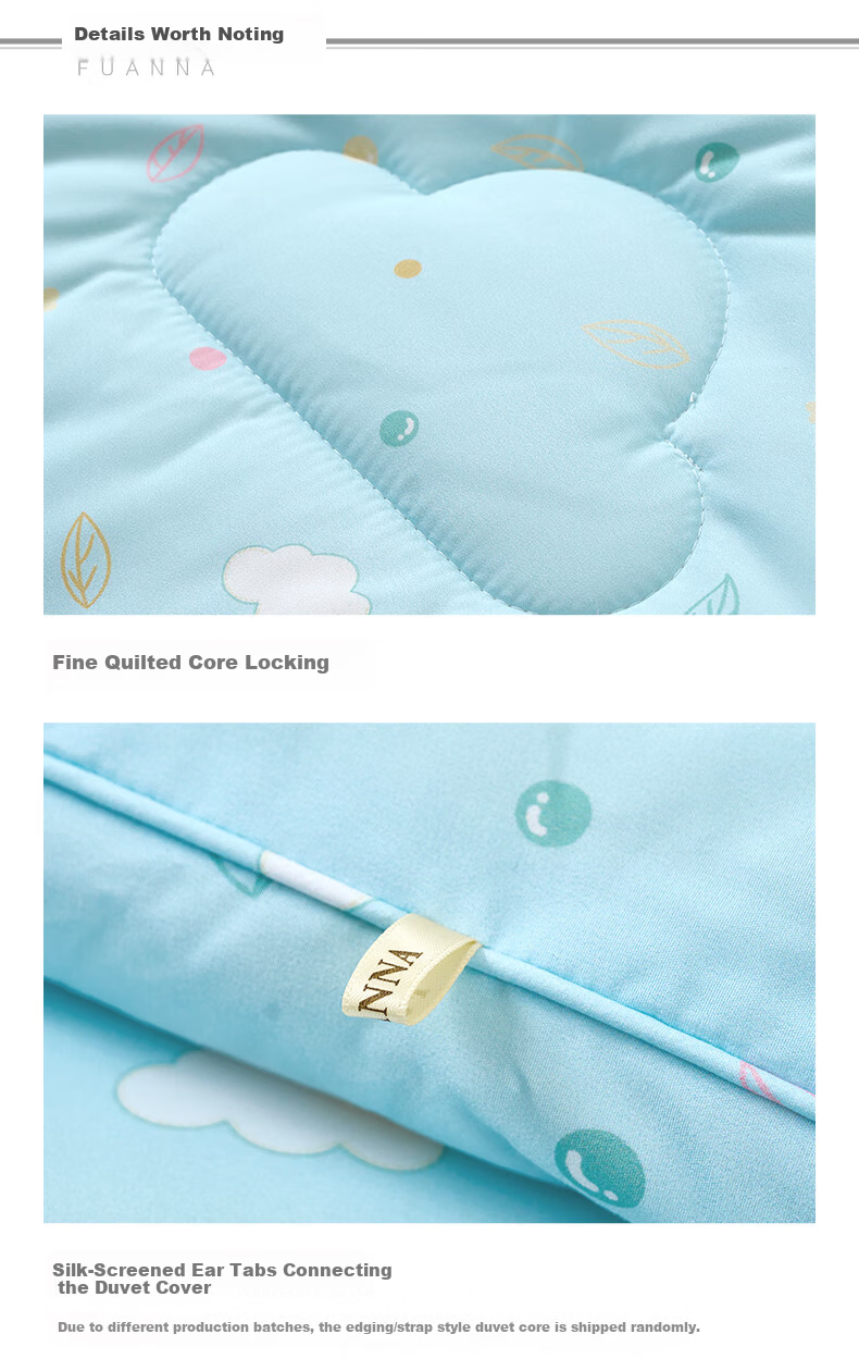 Fuanna Kids Seven-Hole Antibacterial Polyester Fiber Quilt with Printed Small Milk Skin, Winter Thick Quilt 152*210cm [Washable] 7